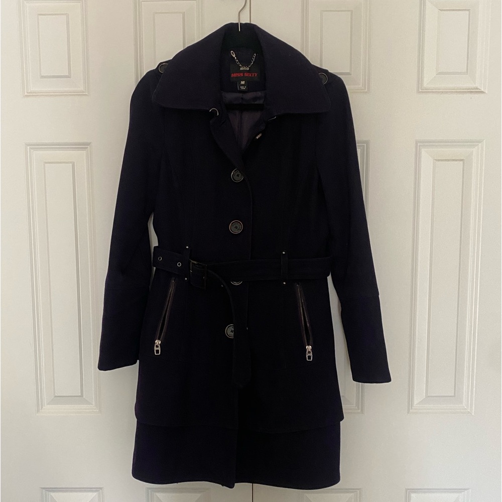 Miss Sixty Plum Purple Wool Blend Coat